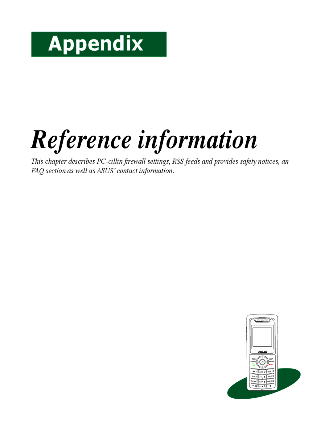 Asus S2 manual Reference information 