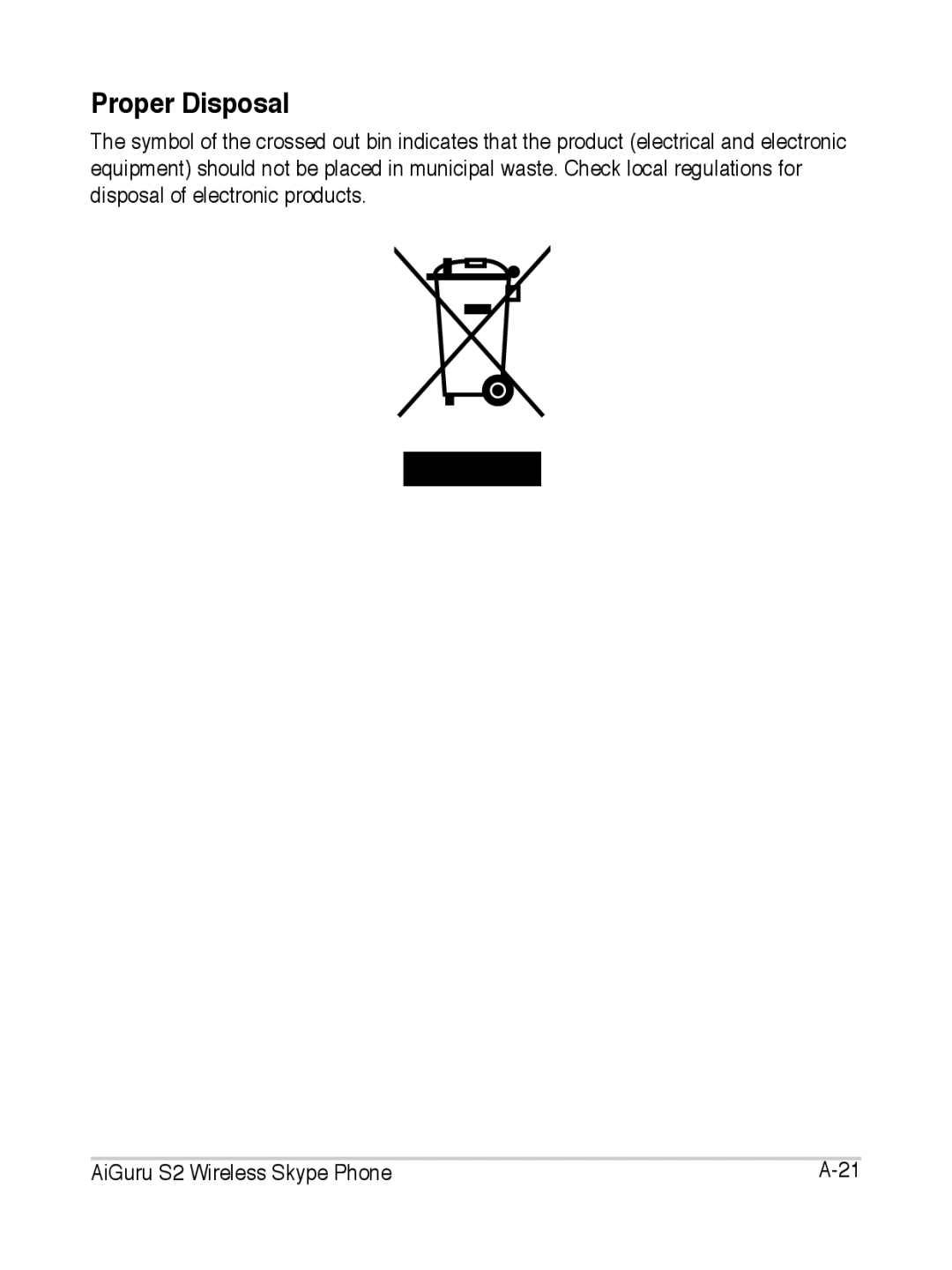 Asus S2 manual Proper Disposal 