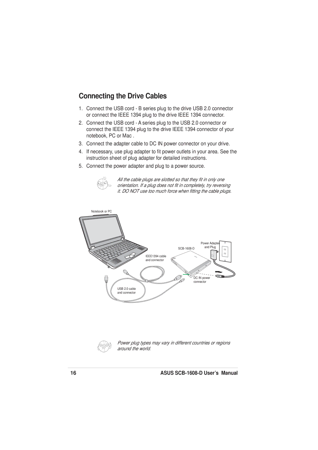 Asus SCB-1608-D user manual Connecting the Drive Cables 