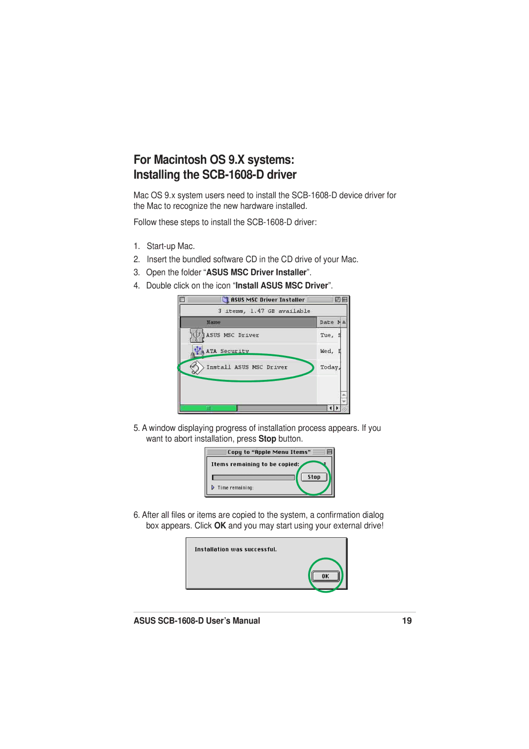 Asus SCB-1608-D user manual Open the folder Asus MSC Driver Installer 