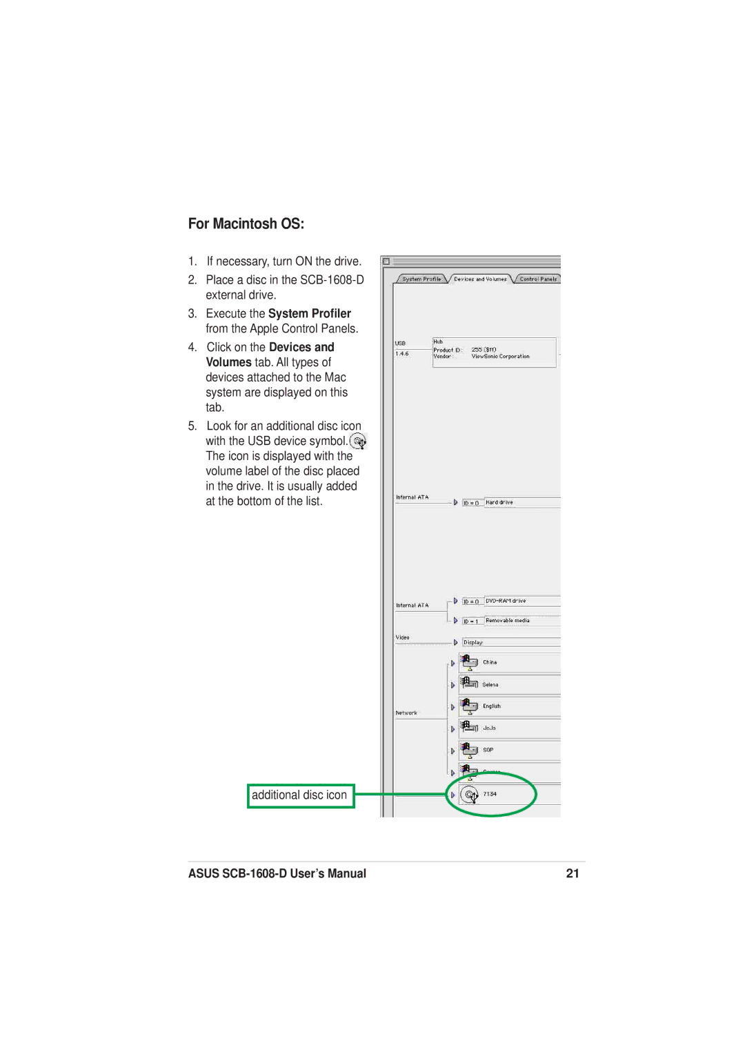 Asus SCB-1608-D user manual For Macintosh OS 