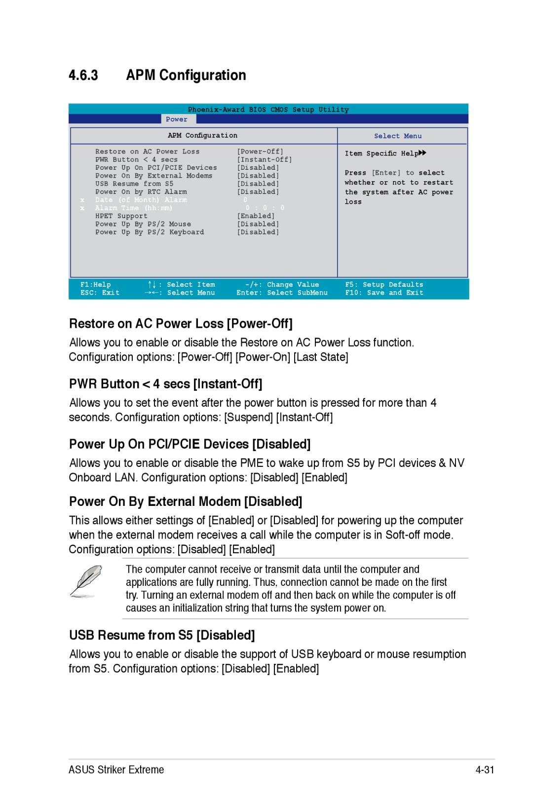 Asus Striker Extreme manual APM Configuration 