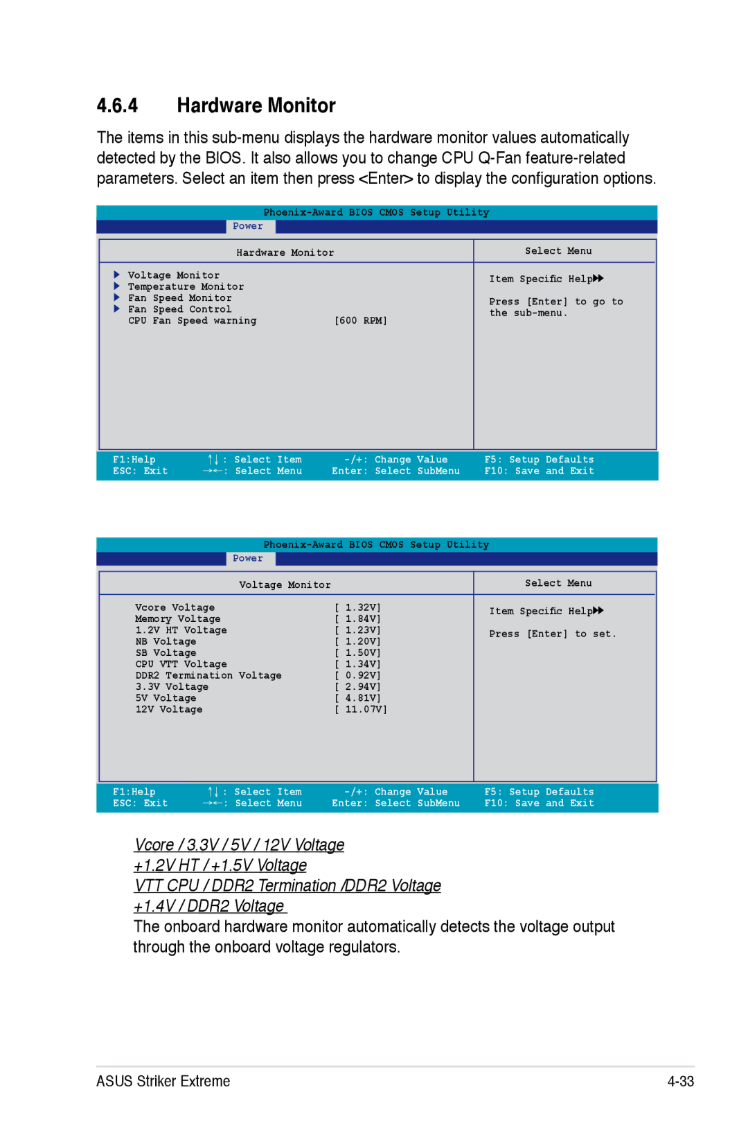 Asus Striker Extreme manual Hardware Monitor 