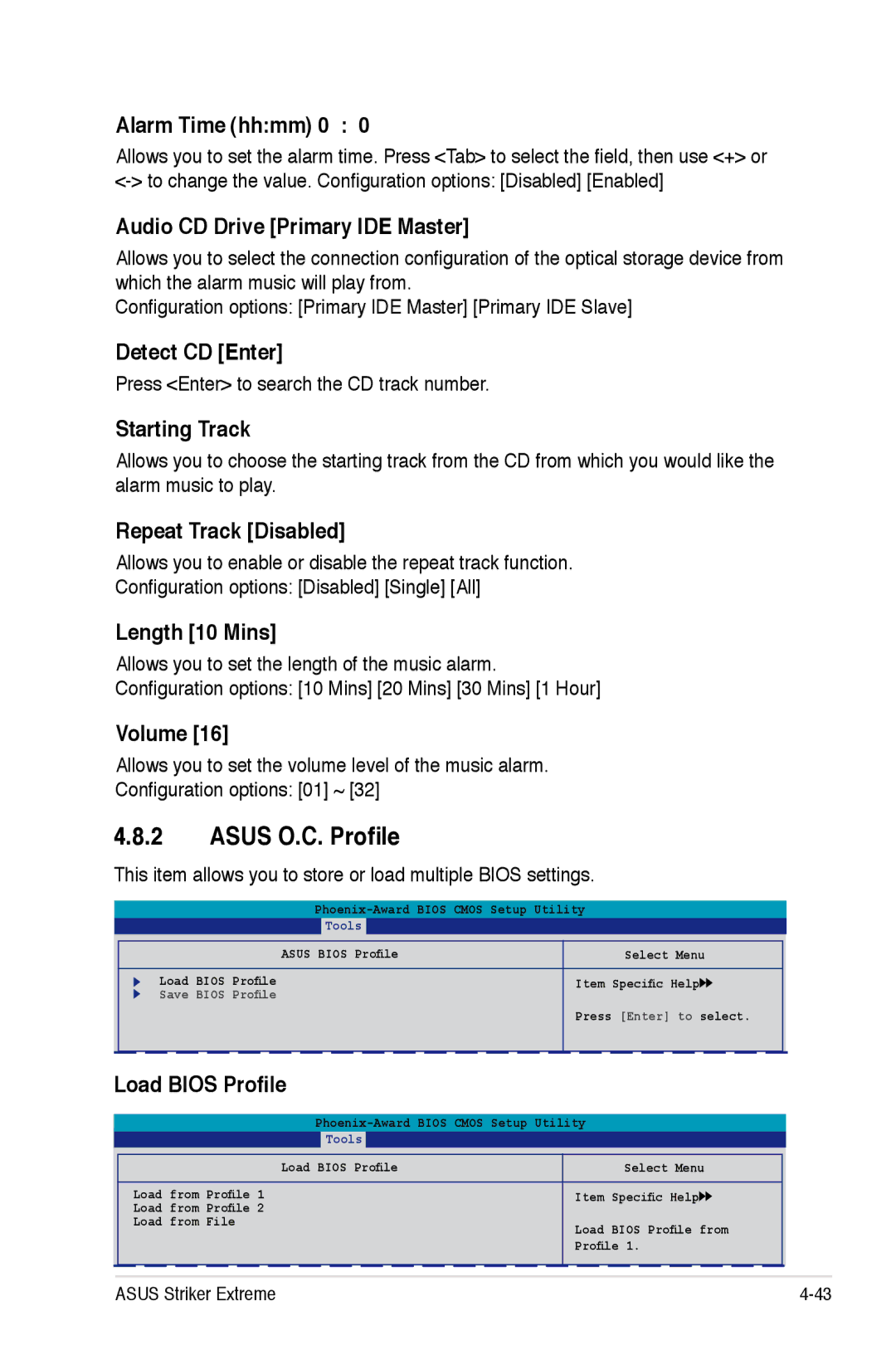 Asus Striker Extreme manual Asus O.C. Profile 