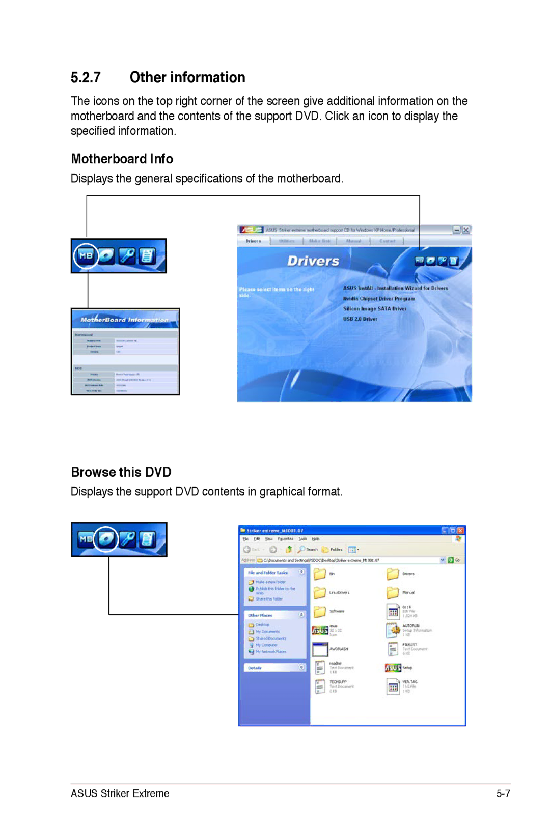 Asus Striker Extreme manual Other information, Motherboard Info, Browse this DVD 