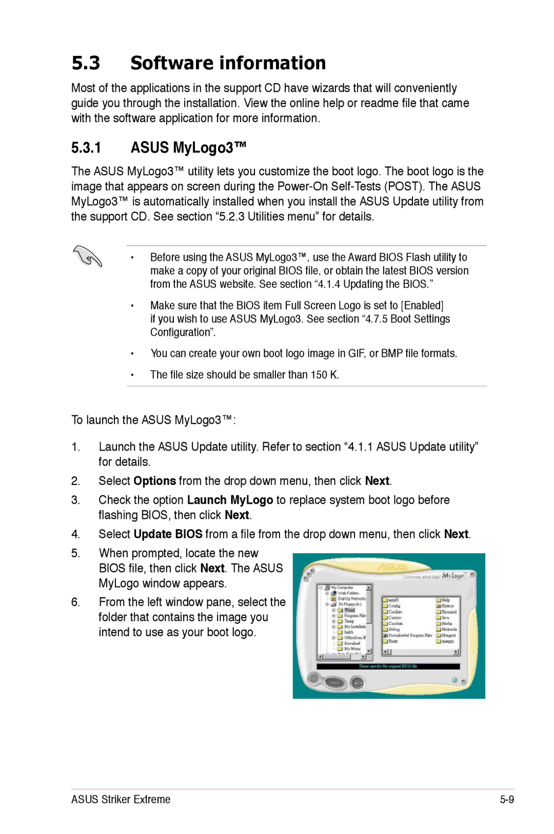 Asus Striker Extreme manual Software information, Asus MyLogo3 