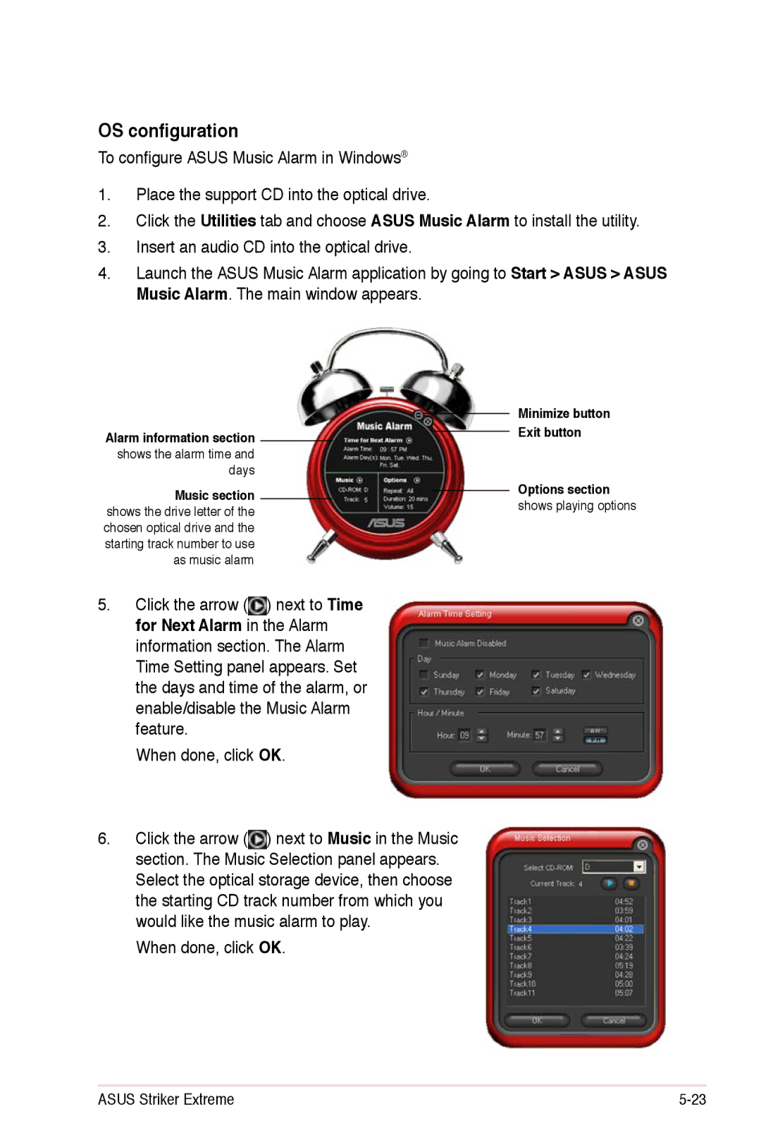 Asus Striker Extreme manual OS configuration, For Next Alarm in the Alarm 