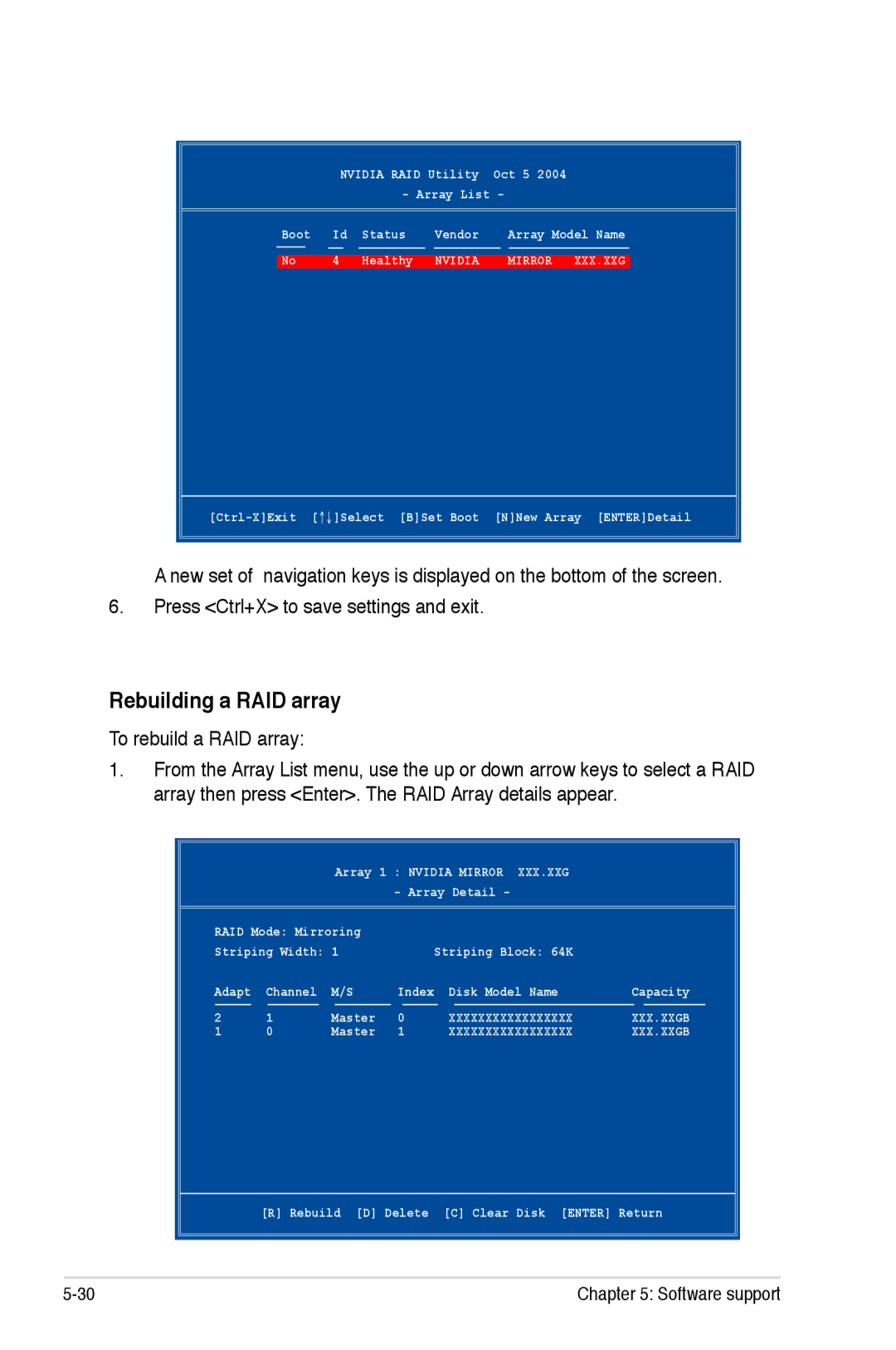 Asus Striker Extreme manual Rebuilding a RAID array 