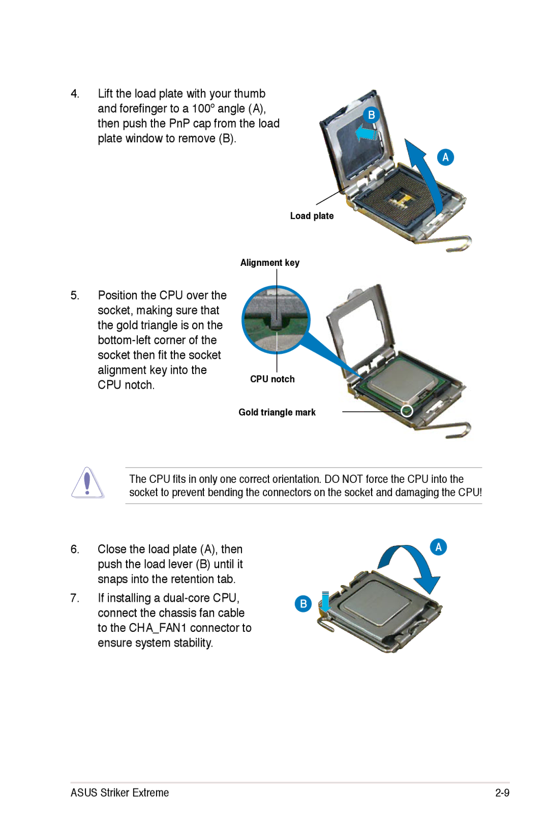 Asus Striker Extreme manual Load plate Alignment key 