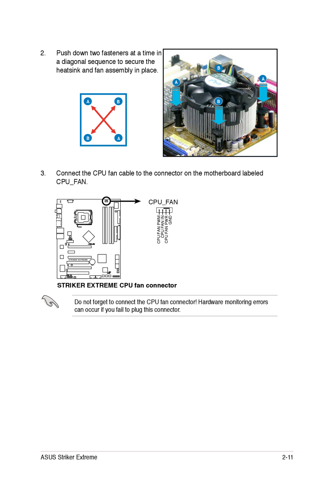 Asus manual Striker Extreme CPU fan connector 