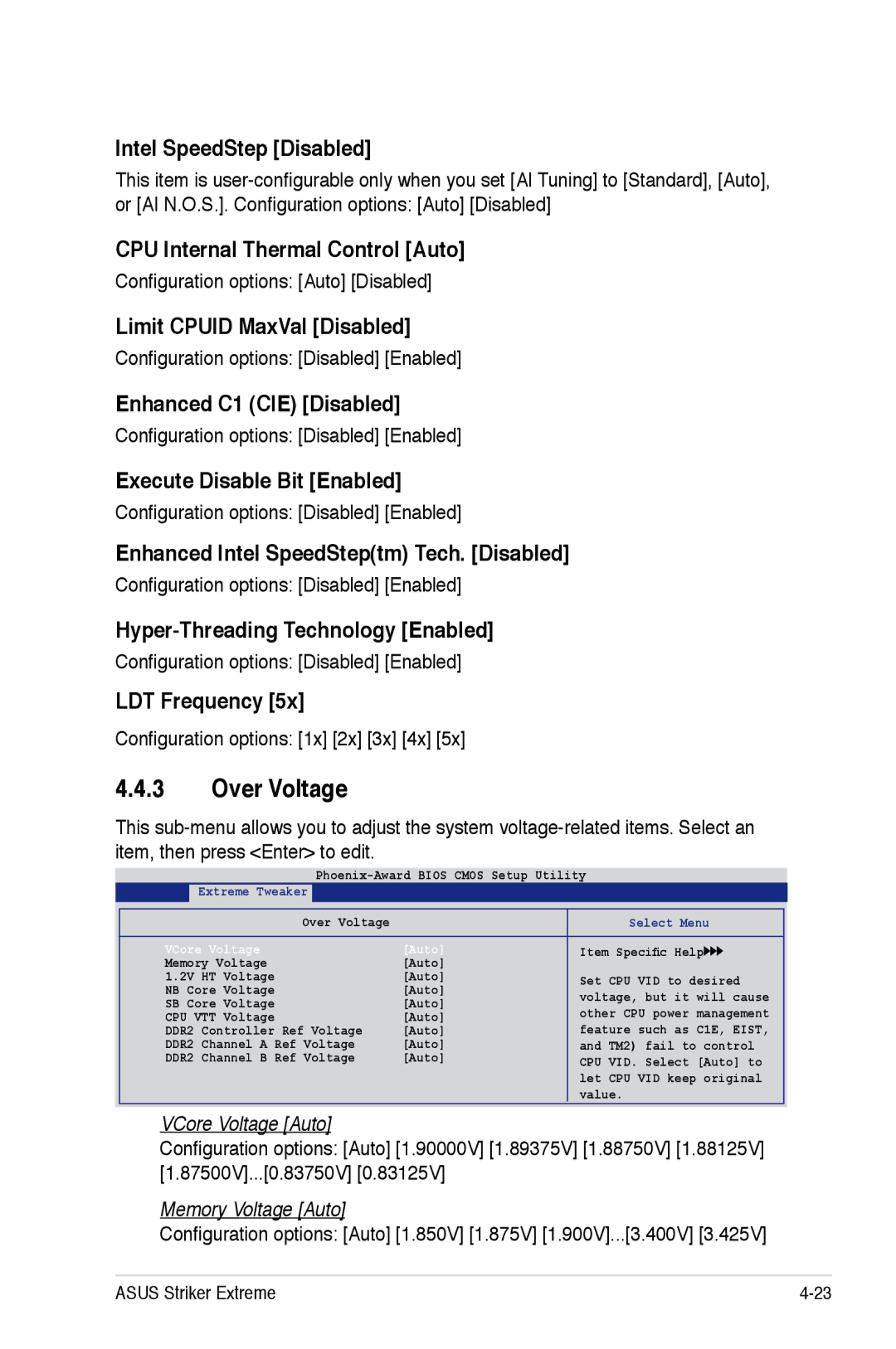 Asus Striker Extreme manual Over Voltage 