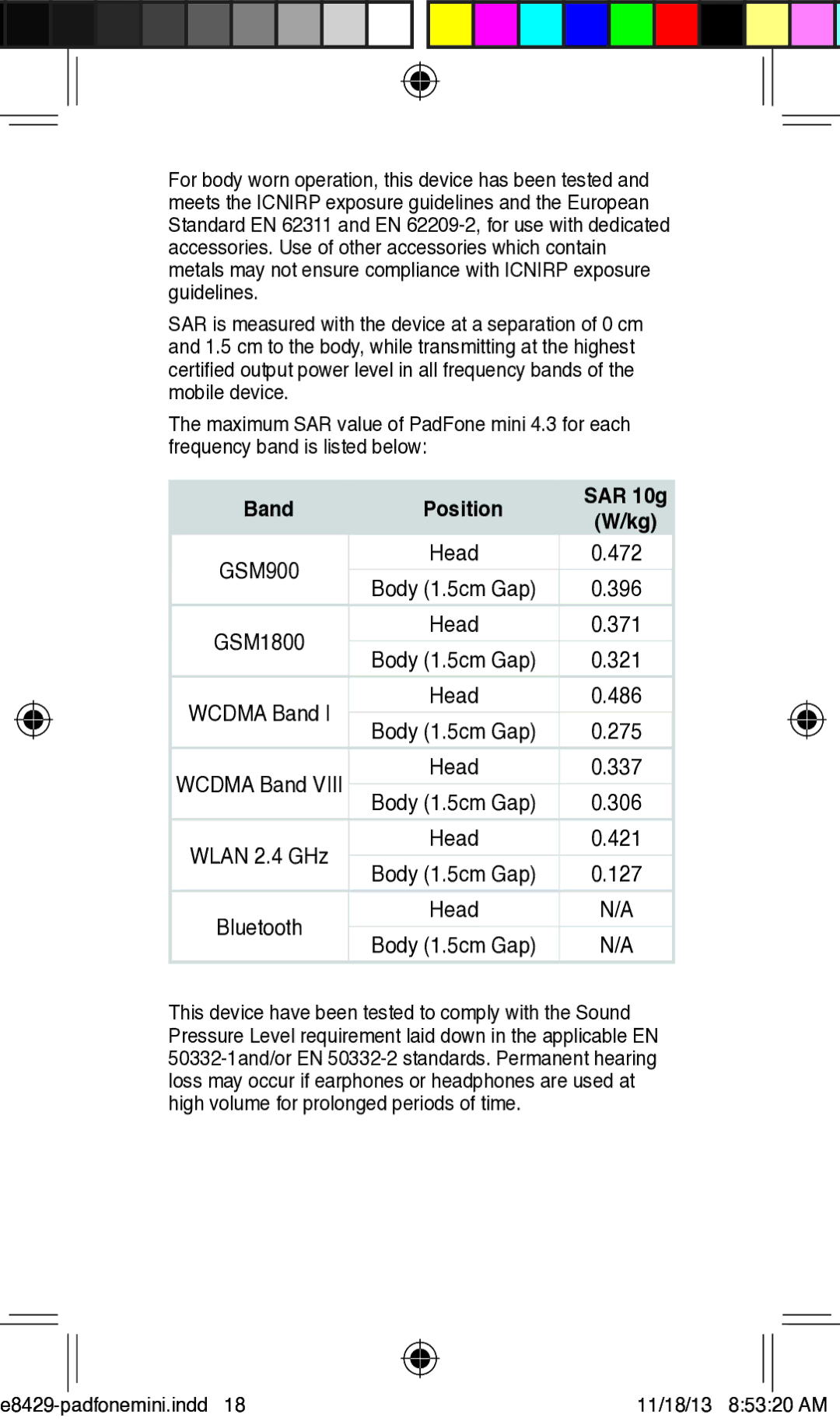 Asus T00C user manual Band Position 