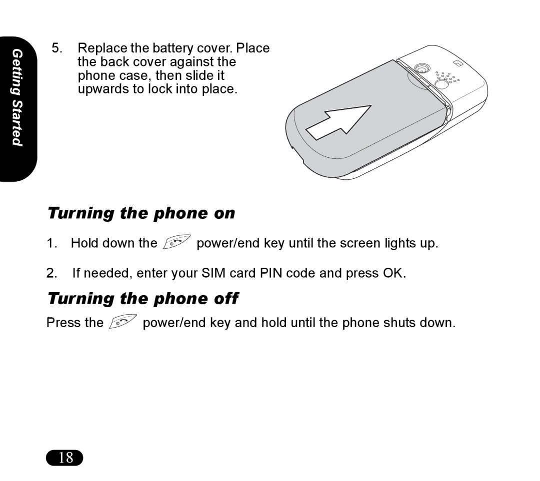 Asus V55 manual Turning the phone on, Turning the phone off 