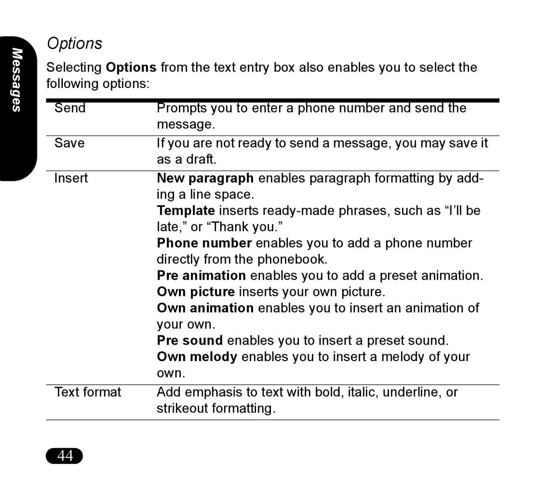 Asus V55 manual Options 