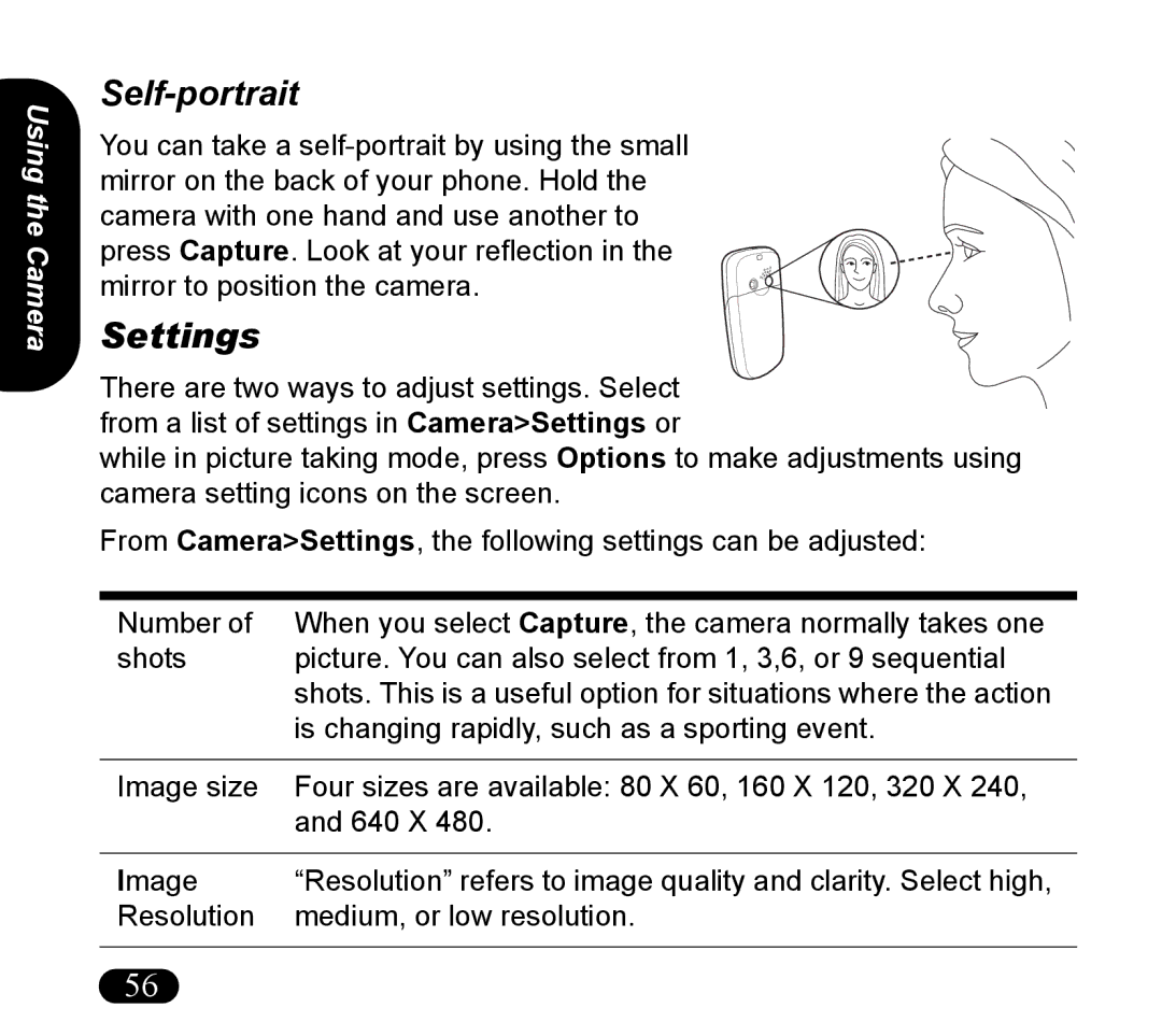 Asus V55 manual Self-portrait, Settings 