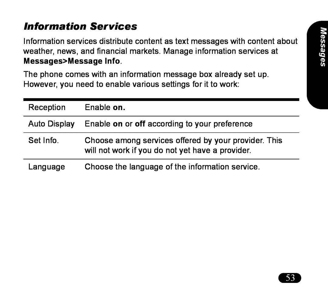 Asus V55 manual Information Services, Messages 