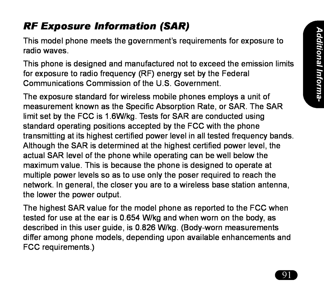Asus V55 manual RF Exposure Information SAR, Additional Informa 