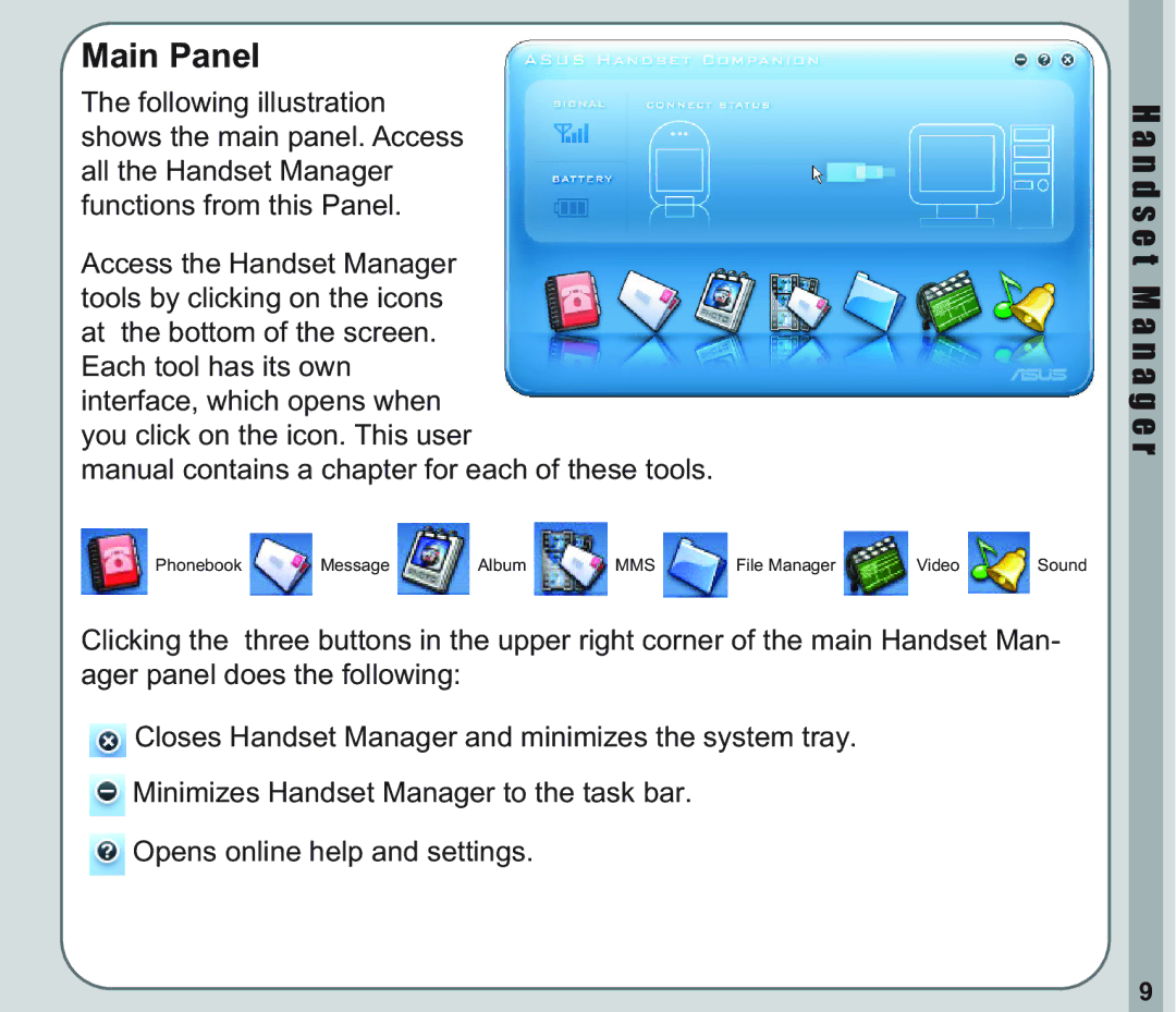 Asus V66 user manual Main Panel 