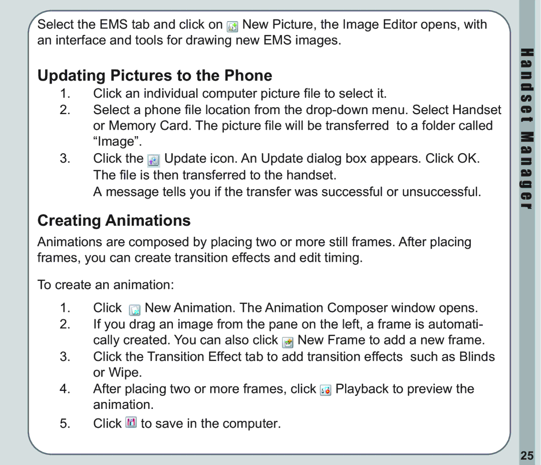 Asus V66 user manual Updating Pictures to the Phone, Creating Animations 