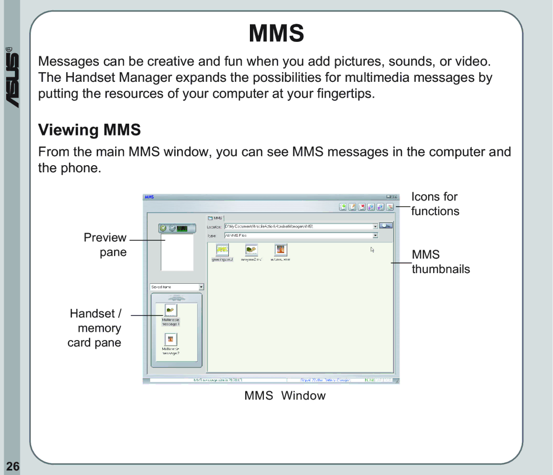 Asus V66 user manual Mms, Viewing MMS 