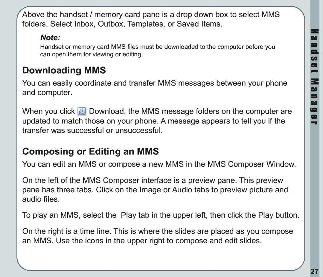 Asus V66 user manual Downloading MMS, Composing or Editing an MMS 