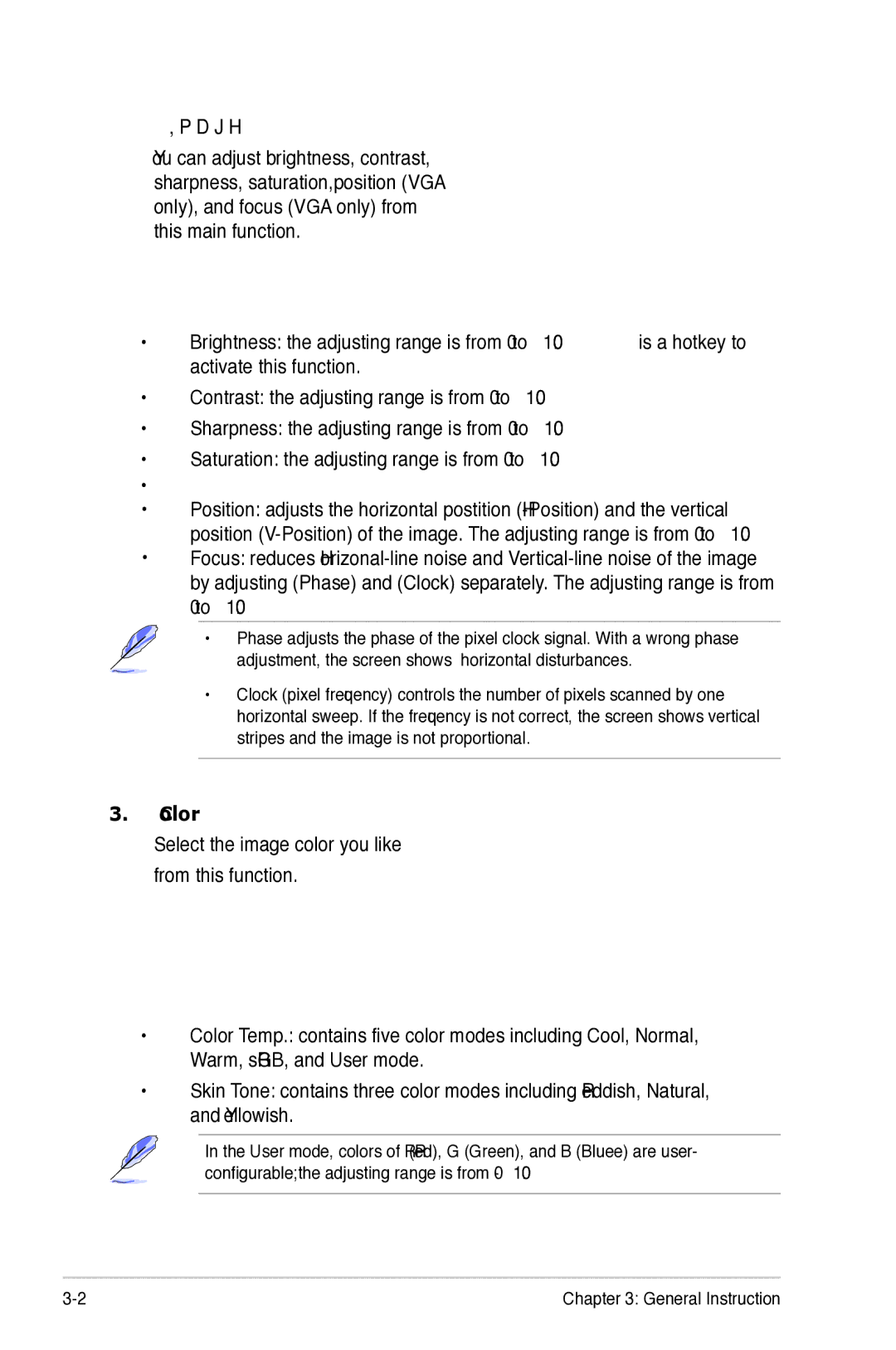 Asus VB191, VB195, VB171, VB175 manual Image, Color 