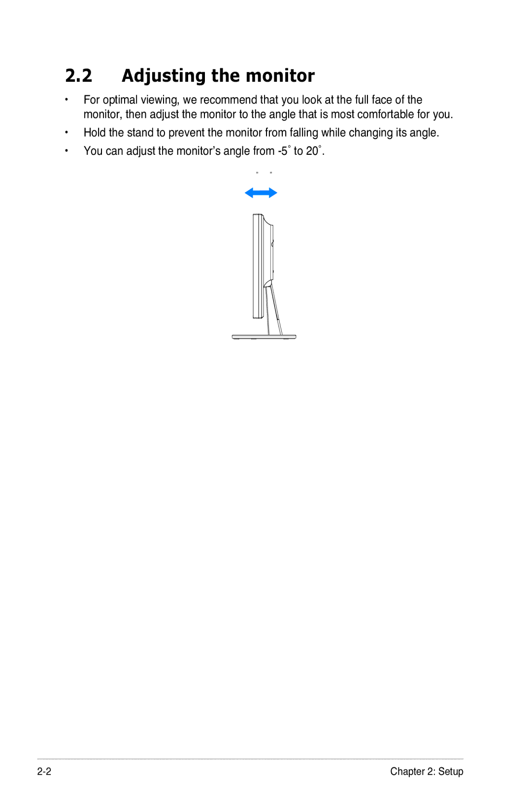 Asus VB199 Series manual Adjusting the monitor 