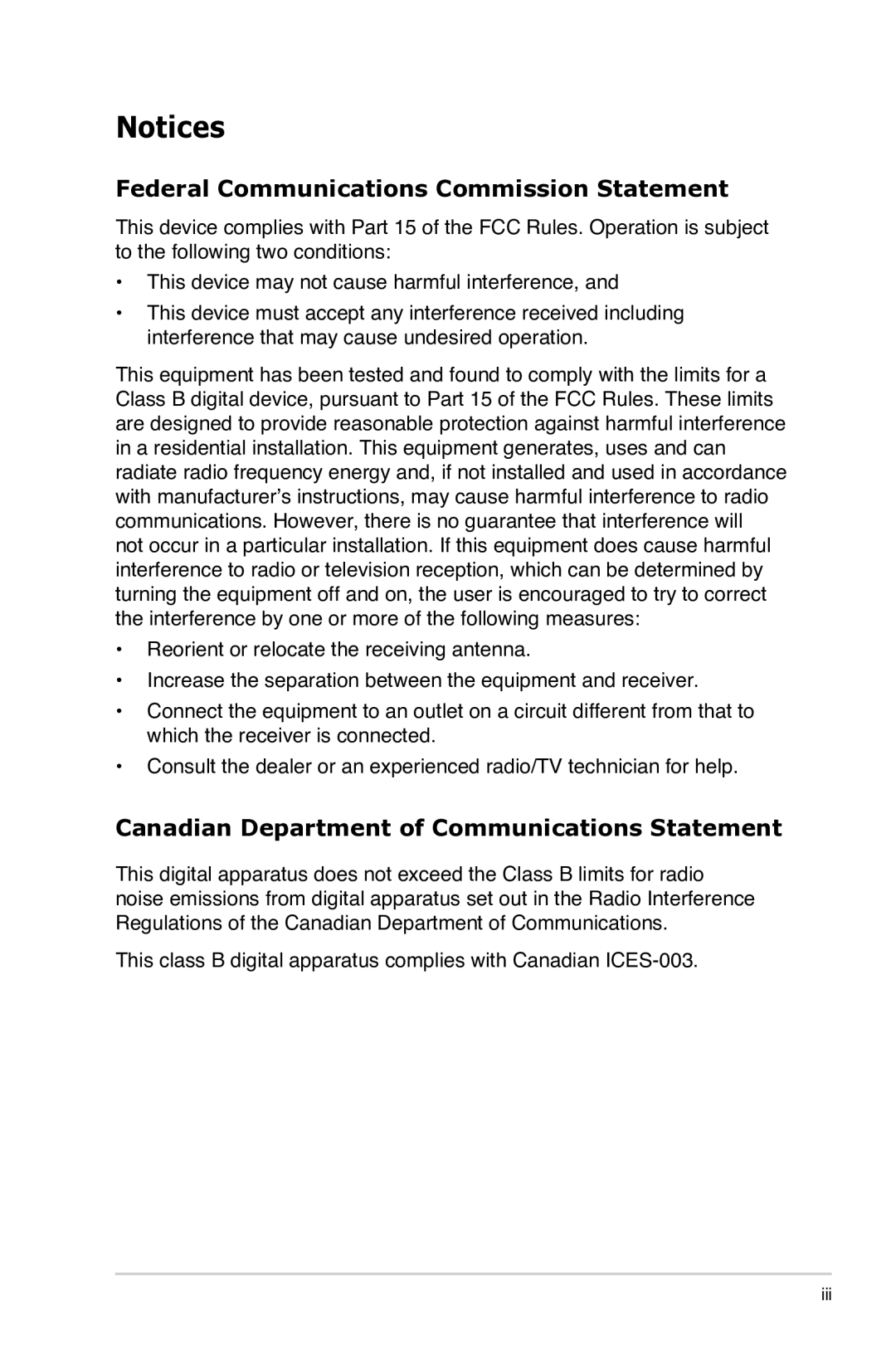 Asus VB199 Series manual Federal Communications Commission Statement 