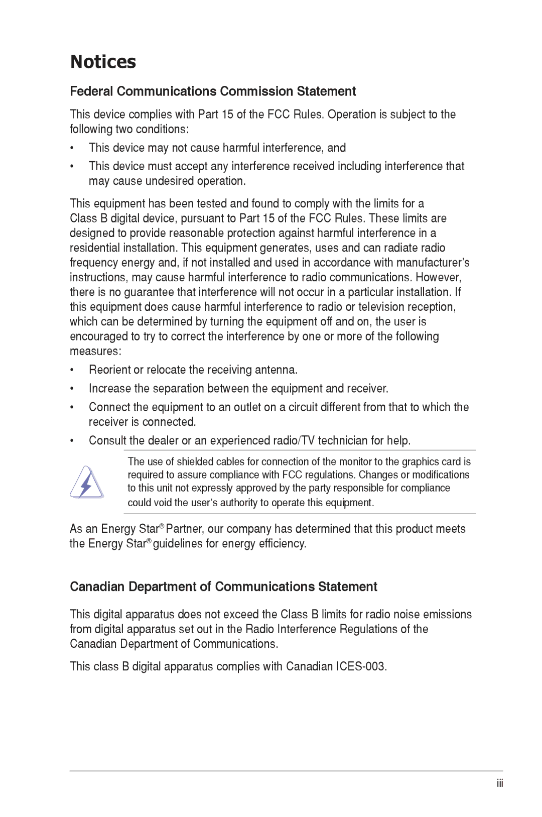 Asus VE208, VE198 manual Federal Communications Commission Statement 