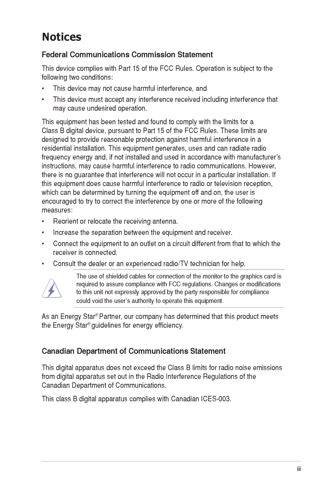 Asus VE246, VE245, VE205 manual Federal Communications Commission Statement 