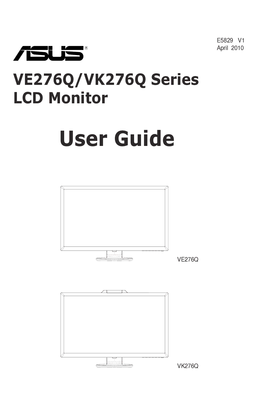 Asus manual User Guide, VE276Q VK276Q 