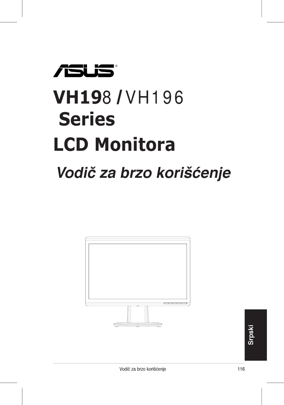 Asus quick start VH198 VH196 Series LCD Monitora 