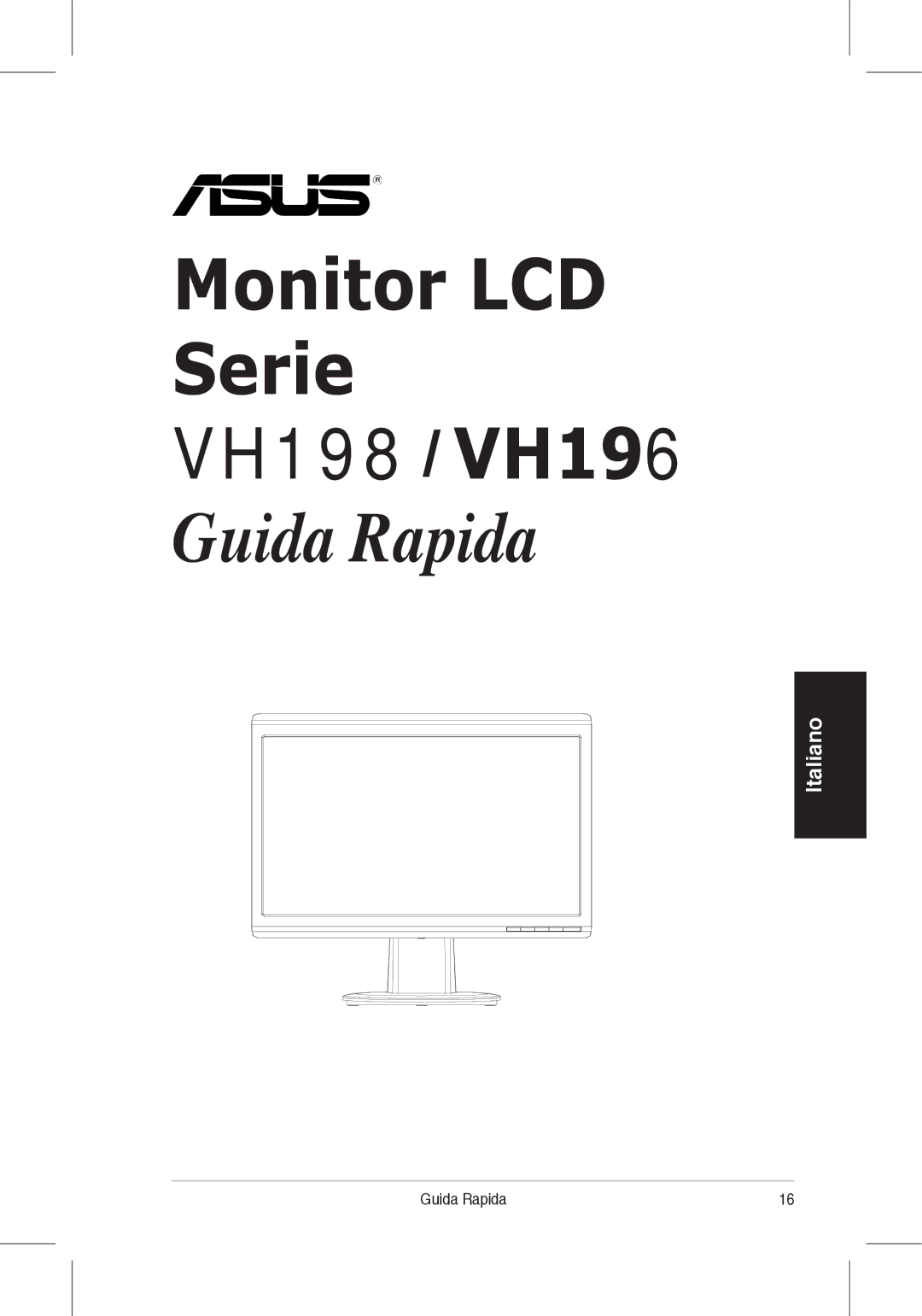 Asus quick start Monitor LCD Serie VH198 VH196 