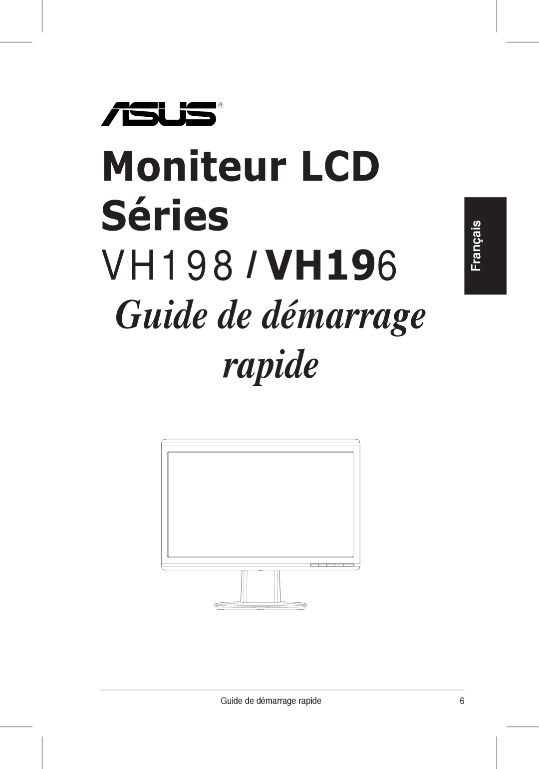 Asus quick start Moniteur LCD Séries VH198 VH196 