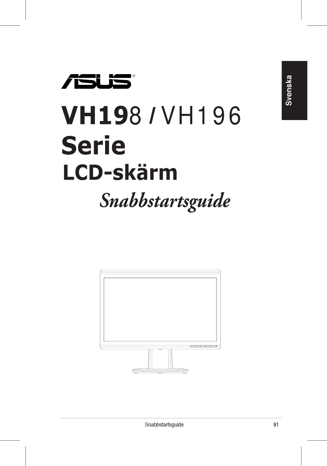 Asus VH196, VH198 quick start LCD-skärm 