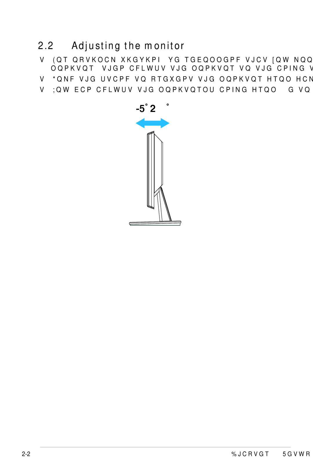 Asus VH238H manual Adjusting the monitor 