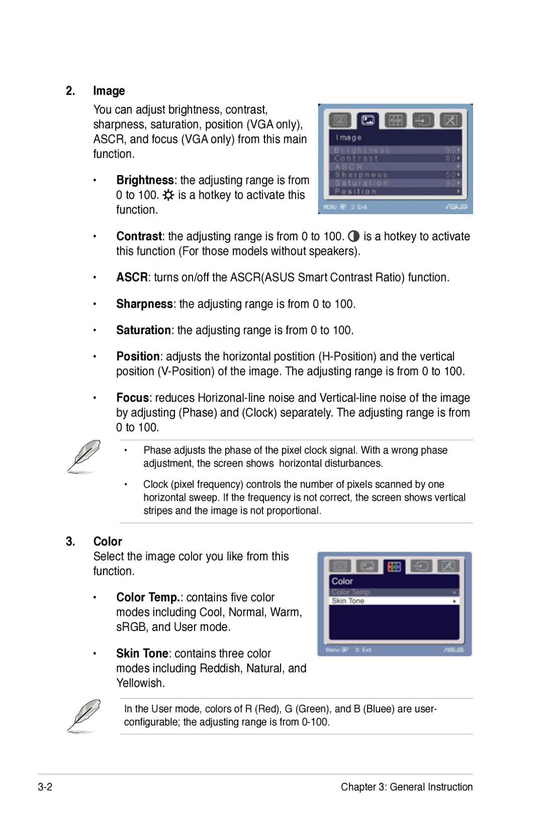 Asus VK191 manual Image, Color 