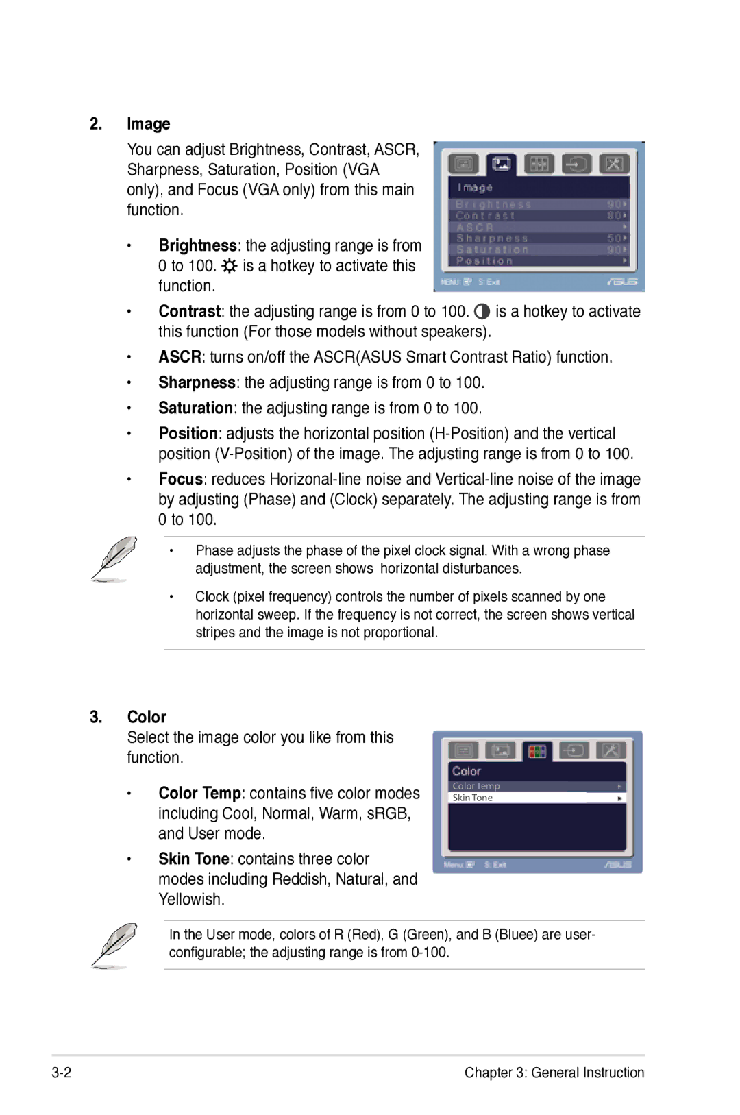 Asus VK193 manual Image, Color 