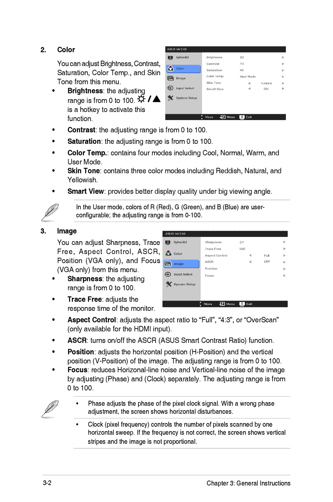 Asus VK248H-CSM manual Color, Image 