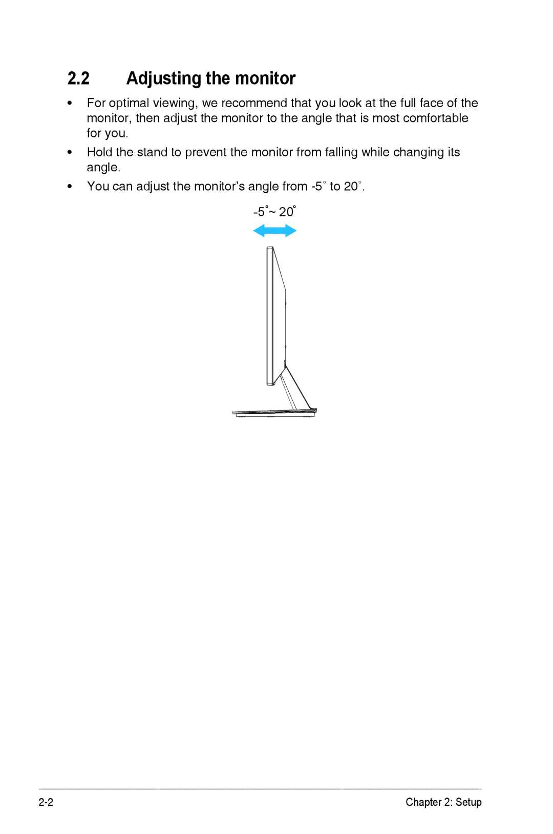 Asus VN248 Series manual Adjusting the monitor 