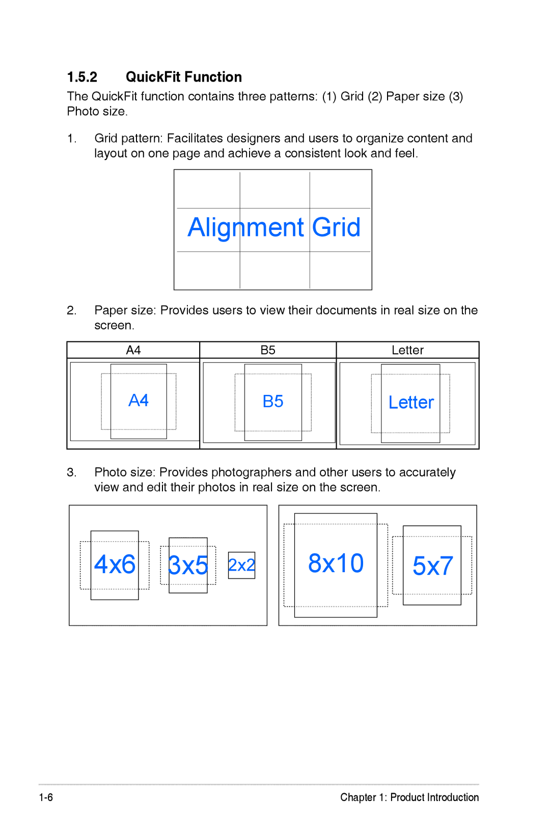 Asus VN289QL manual Alignment Grid, QuickFit Function 