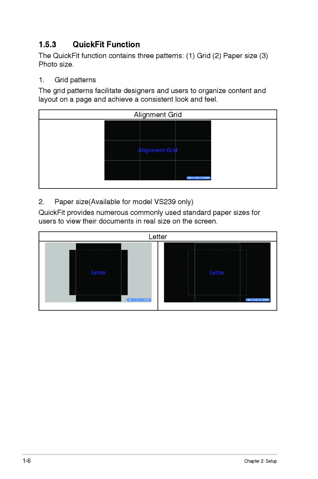 Asus VS229HP manual QuickFit Function 