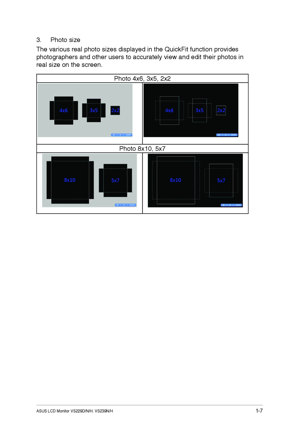 Asus VS229HP manual Asus LCD Monitor VS229D/N/H, VS239N/H 