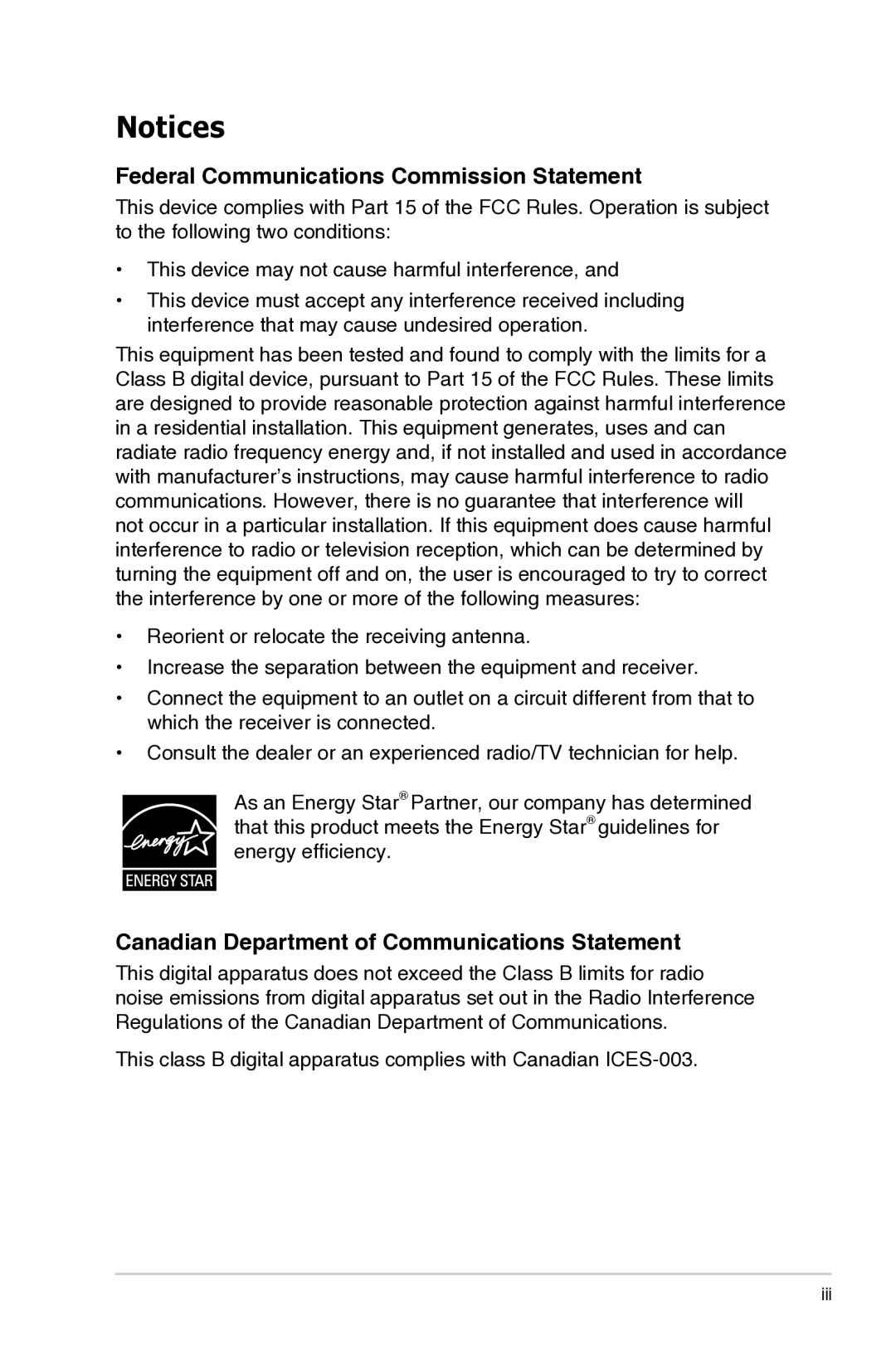 Asus VS238N/H, VS247N/H, VS228D/N/H manual Federal Communications Commission Statement 