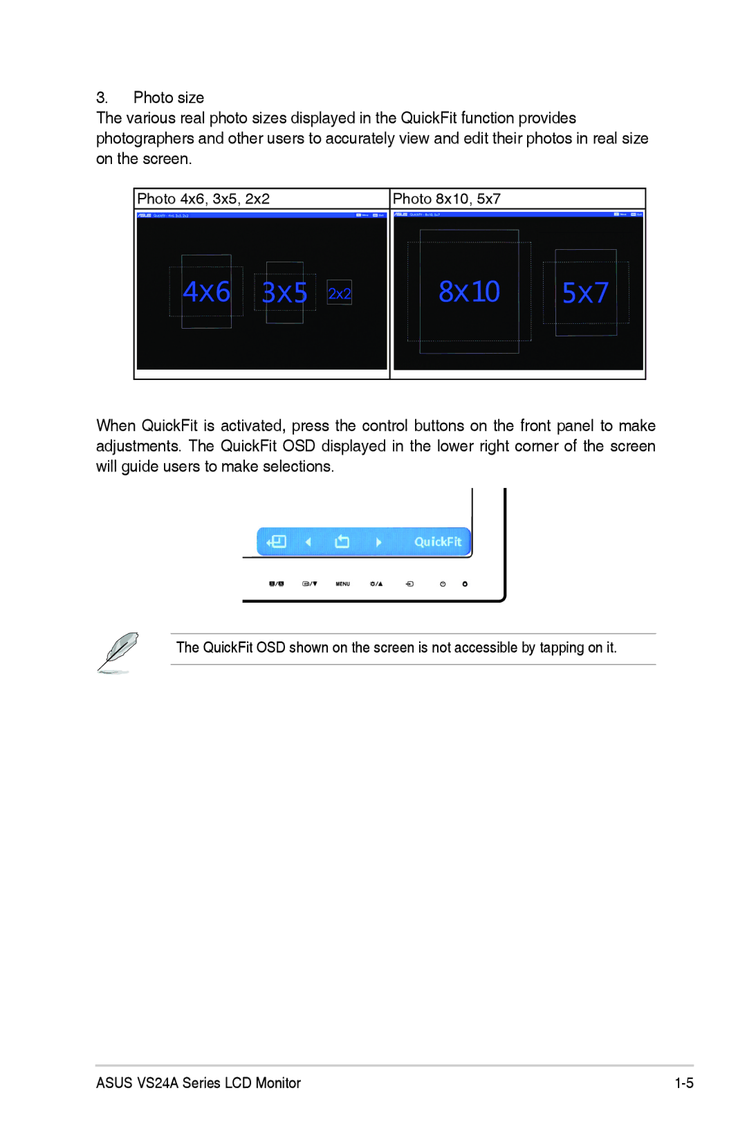 Asus VS24AHP manual Photo 4x6, 3x5 Photo 8x10 