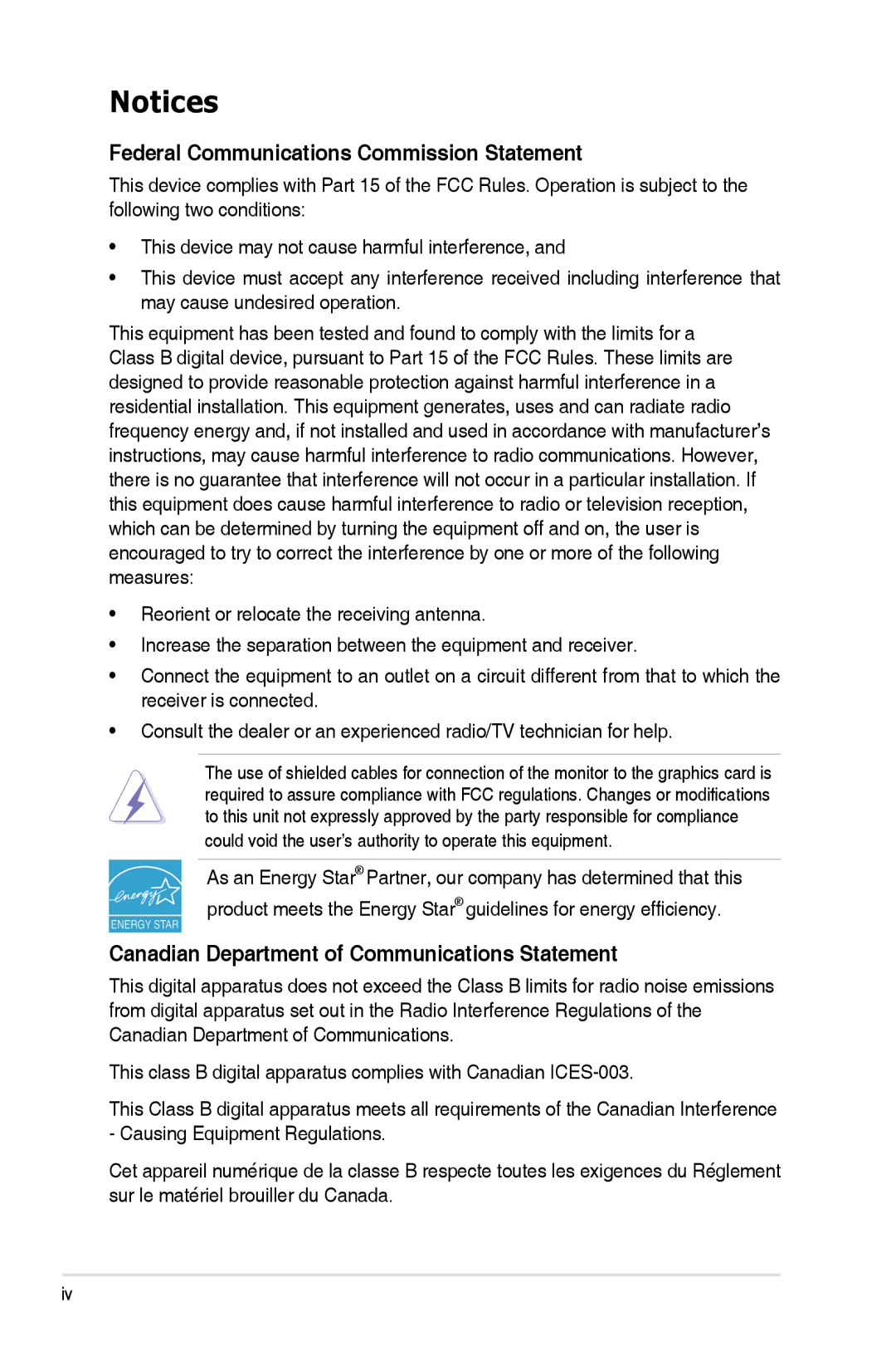 Asus VS278QP manual Federal Communications Commission Statement 