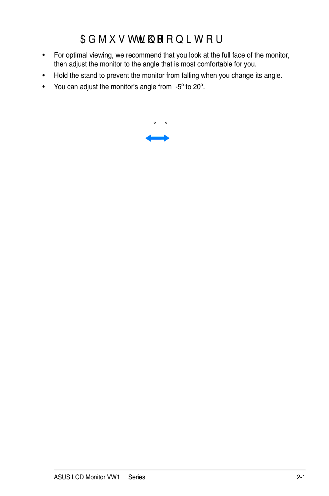 Asus VW161 manual Adjusting the monitor 