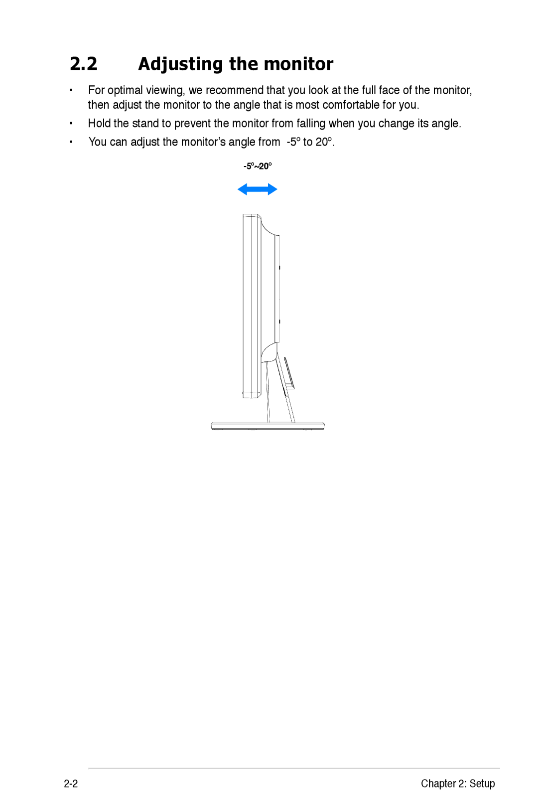 Asus VW224, VW221 manual Adjusting the monitor 