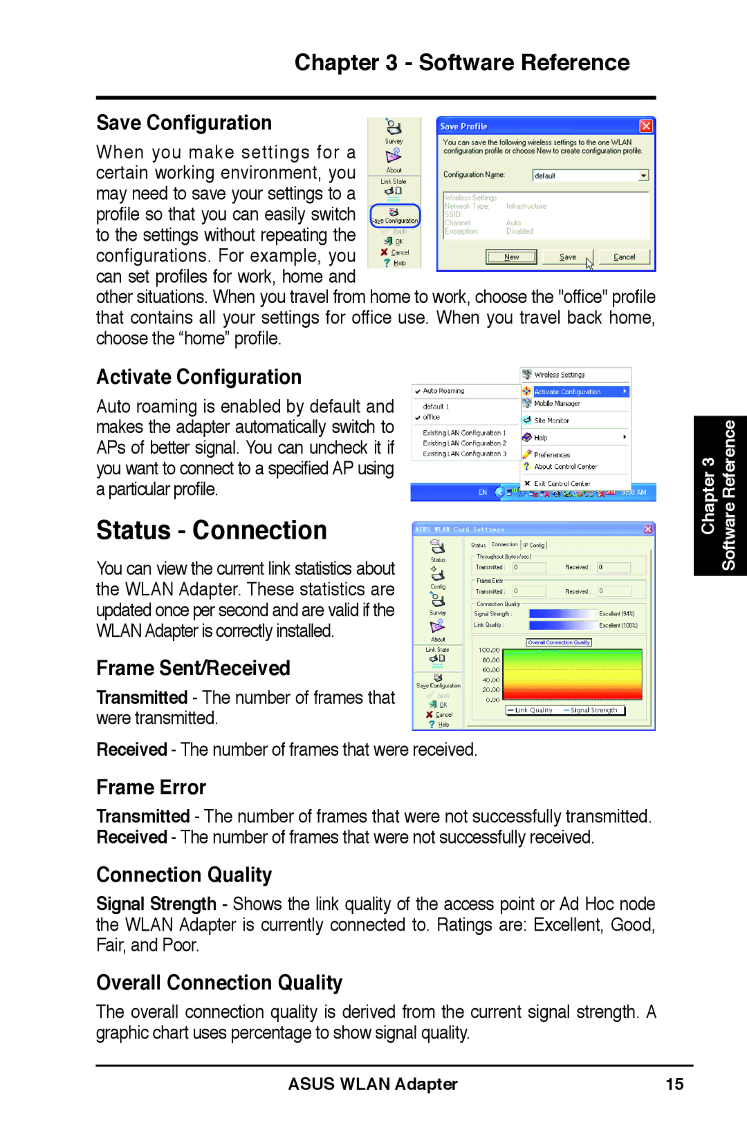 Asus WL-160N user manual Status Connection 