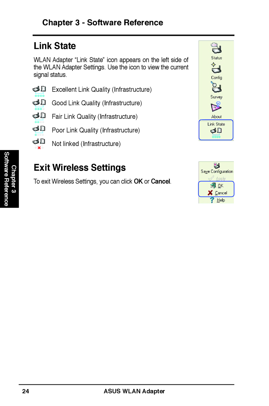 Asus WL-160N user manual Link State, Exit Wireless Settings 